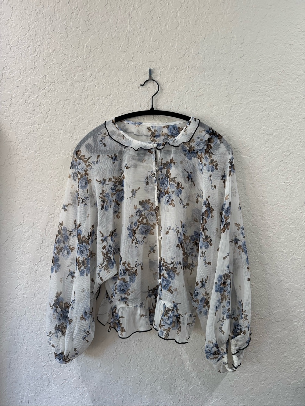 H&M Sheer Floral Blouse Size S
